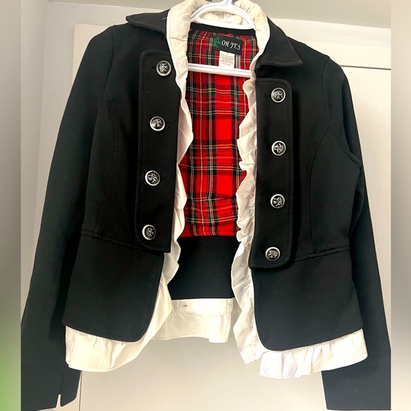 Oh Yes military Style Blazer, with ruffle, Small - Picture 1 of 5